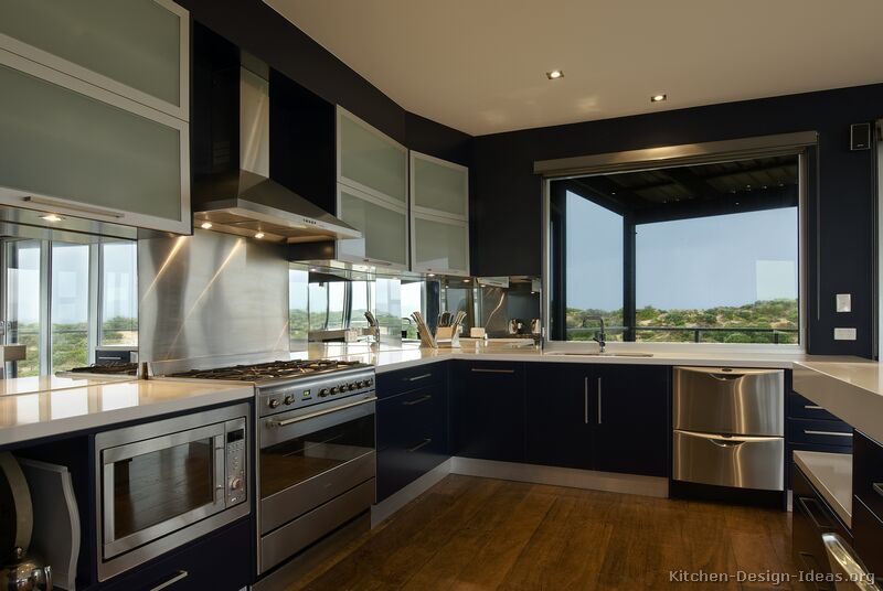 pictures of kitchens - modern - blue kitchen cabinets (kitchen #1)