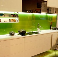 Green Back-Painted Glass Backsplash