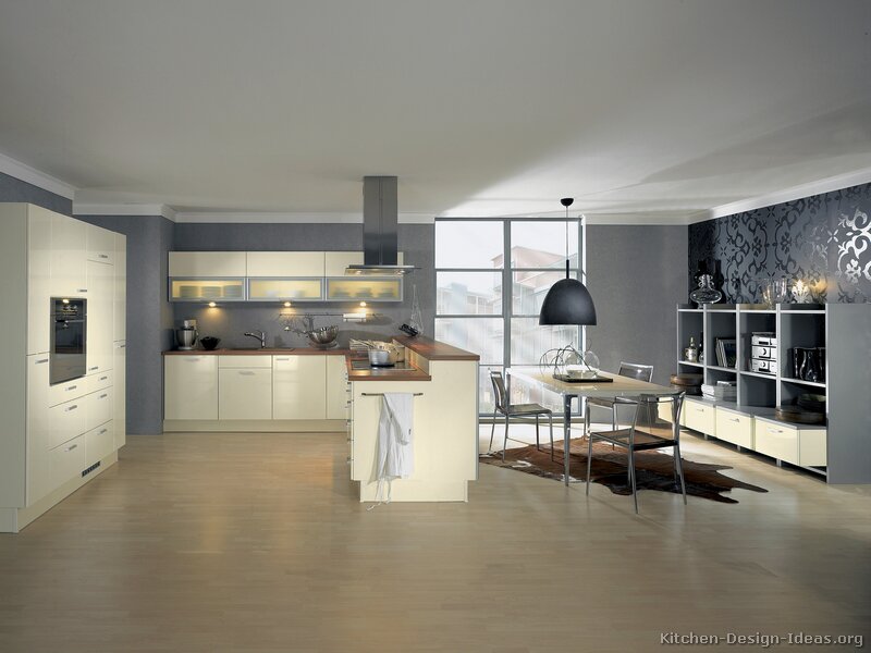 White Kitchen Cabinets with Grey Walls