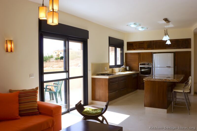 A Contemporary Open Plan Kitchen with Dark Shaker Cabinets