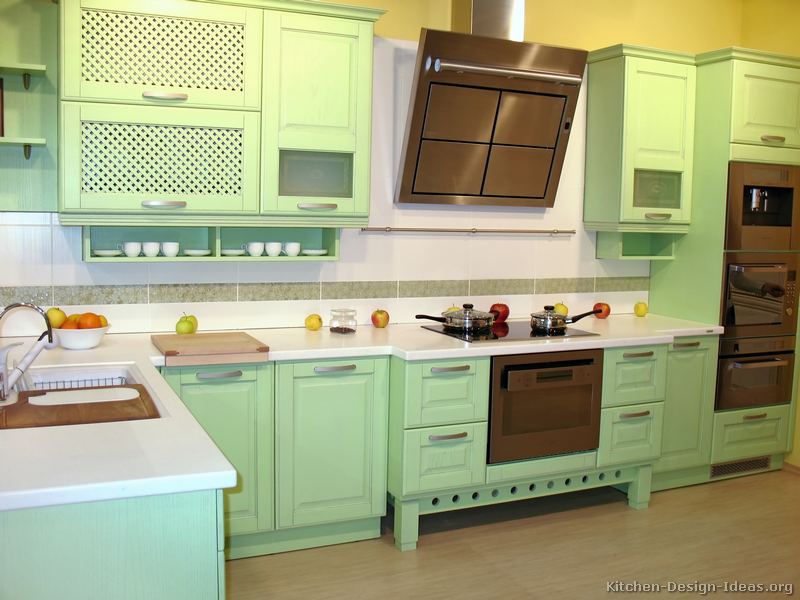 Pictures of Kitchens Modern Green Kitchen Cabinets 