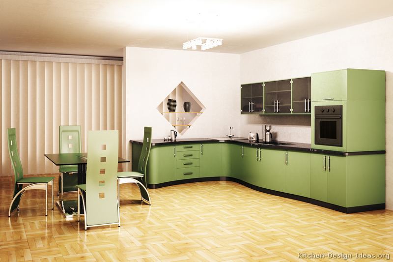 Minimalist Modern Green Kitchen Cabinets for Simple Design