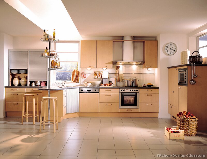 Modern Light Wood Kitchen Cabinets - Pictures & Design Ideas