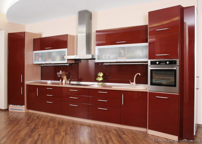 Modern Red Kitchen Cabinets