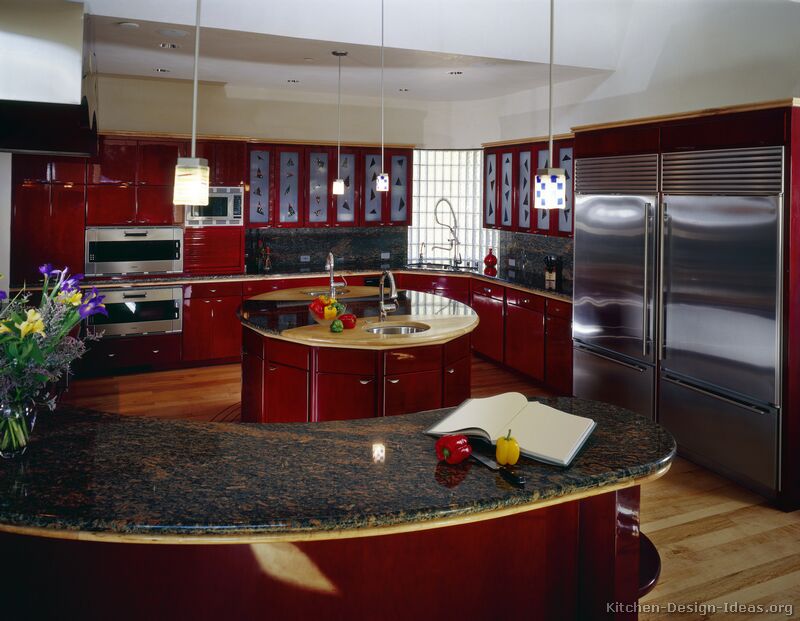 Pictures of Kitchens - Modern - Red Kitchen Cabinets