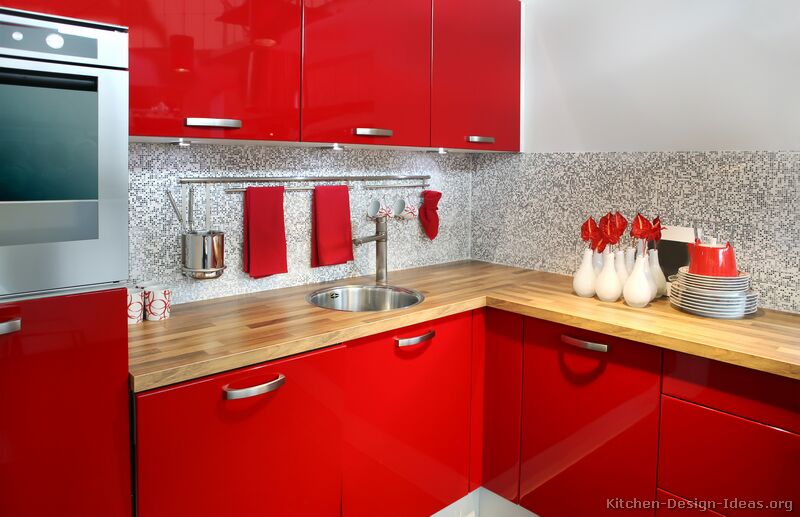 Pictures of Kitchens - Modern - Red Kitchen Cabinets