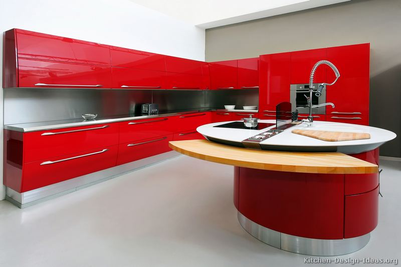 Pictures of Kitchens - Modern - Red Kitchen Cabinets (Kitchen #25)