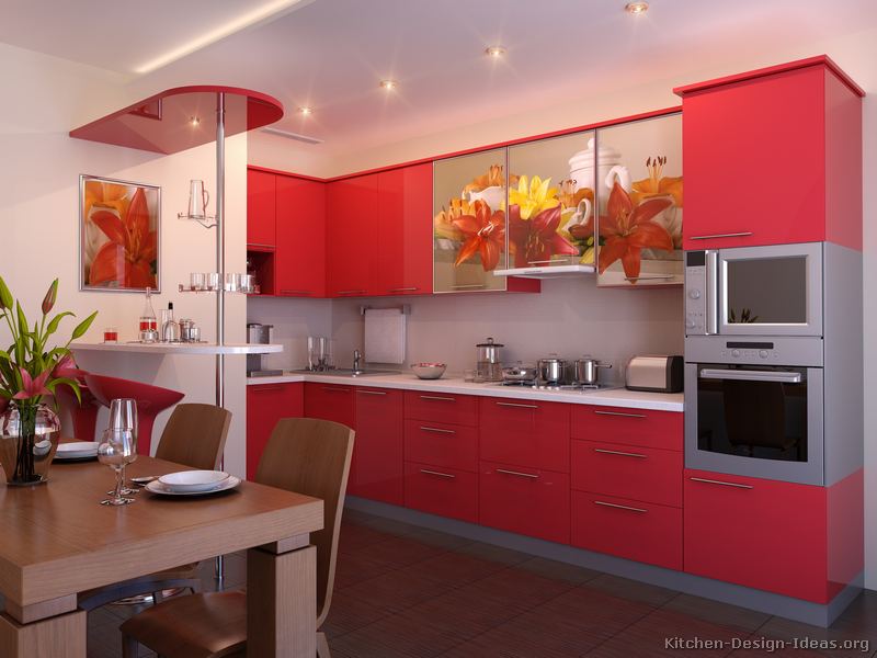 Pictures of Kitchens - Modern - Red Kitchen Cabinets