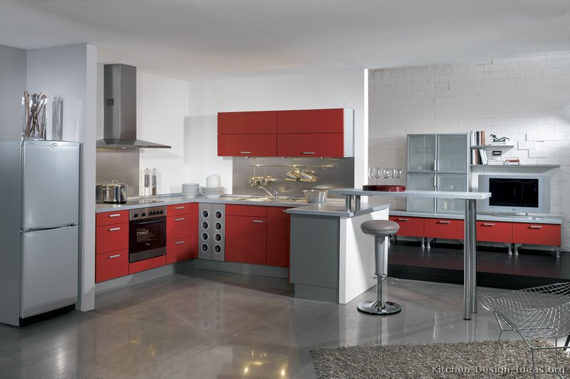 Pictures of Kitchens - Modern - Red Kitchen Cabinets (Page 2)