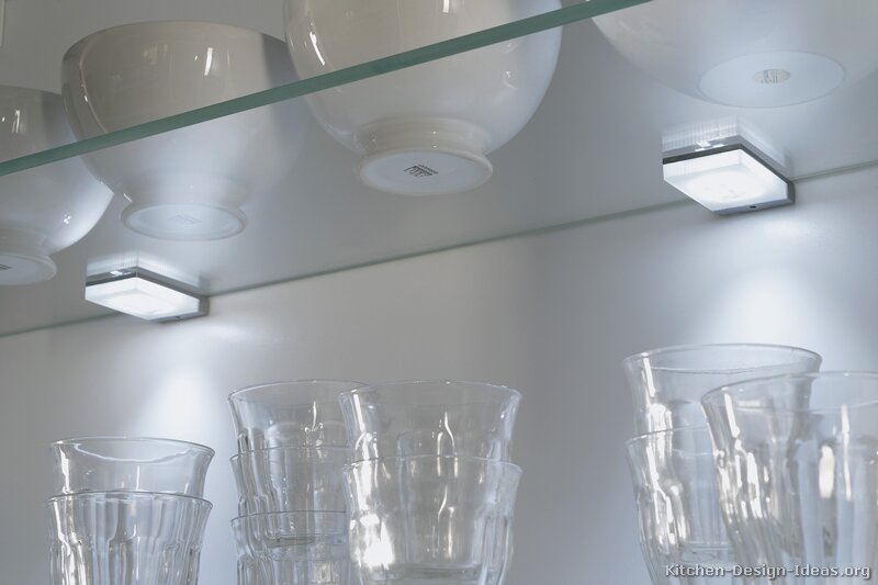 Glass Shelf Supports with Built-In Lights