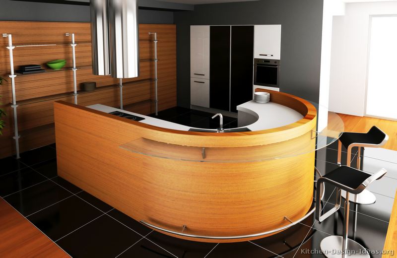 A Contemporary White Kitchen with Curved Cabinets