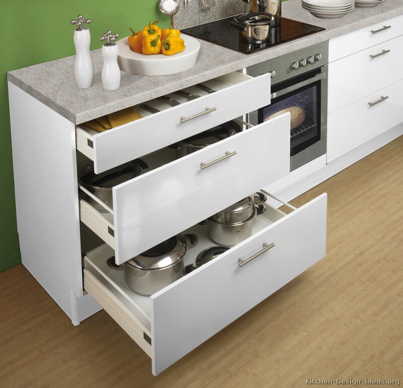 White Kitchen Cabinets with Drawer