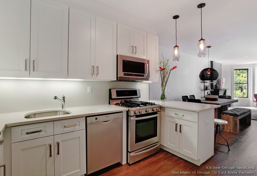 darkish kitchen shelves with light flooring