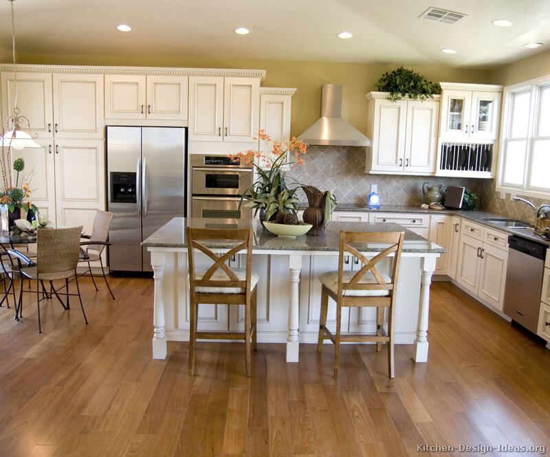 Pictures of Kitchens - Traditional - Off-White Antique Kitchen Cabinets