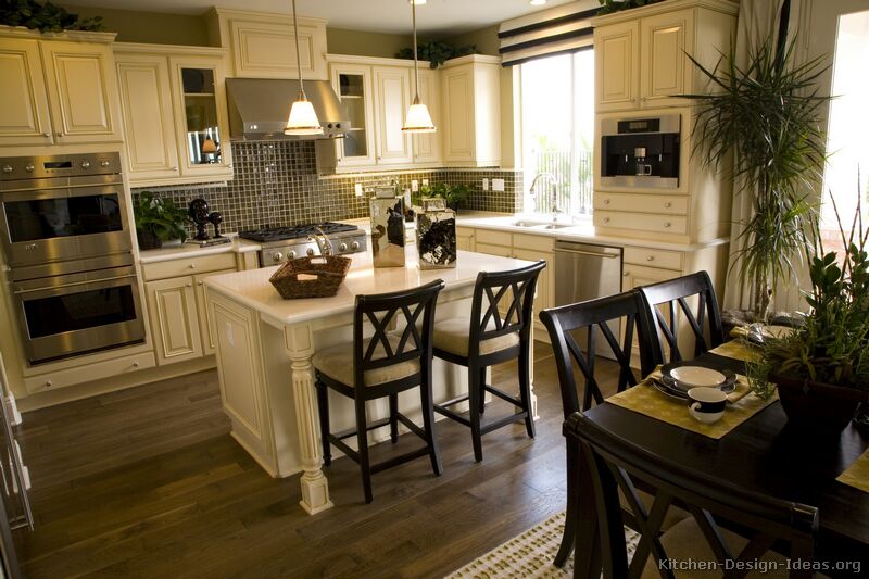 Pictures of Kitchens - Traditional - Off-White Antique Kitchen Cabinets