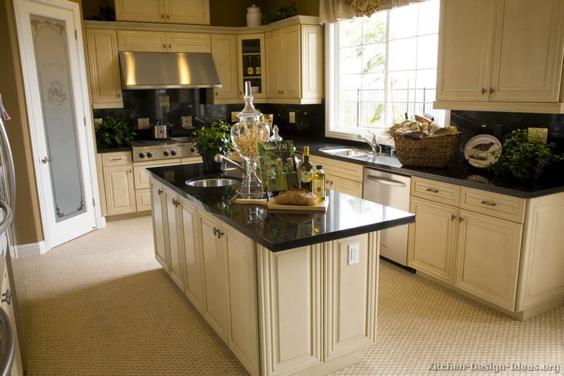 Pictures of Kitchens - Traditional - Off-White Antique Kitchen Cabinets