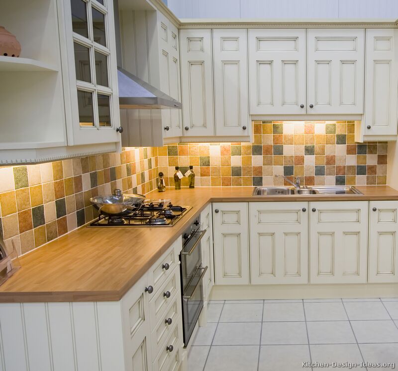 Pictures of Kitchens - Traditional - Off-White Antique Kitchen Cabinets