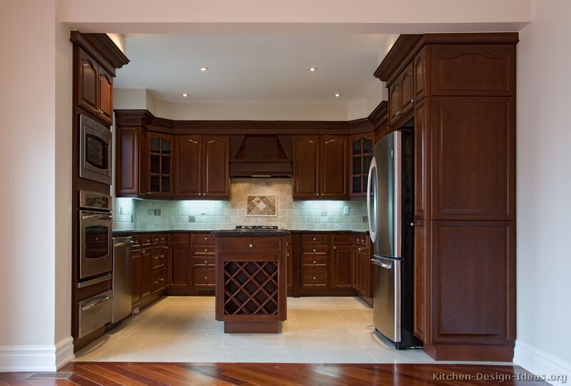 Cherry Wood Kitchen Cabinets With Black Granite