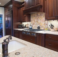 Traditional Dark Wood-Cherry Kitchen