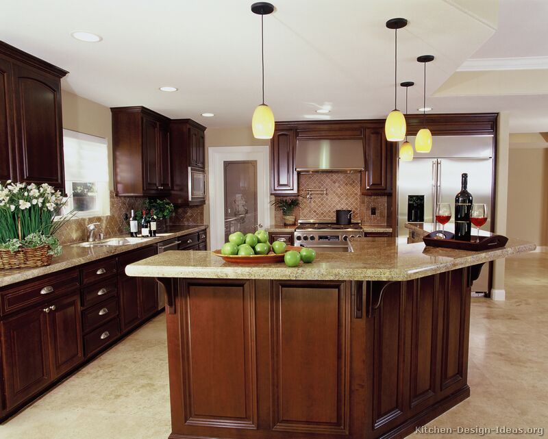 A Luxury Kitchen with Cherry Cabinets and a Large Island