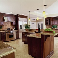 Traditional Dark Wood-Cherry Kitchen