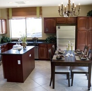 Traditional Dark Wood-Cherry Kitchen