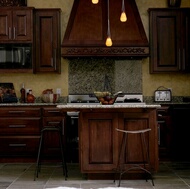 Traditional Dark Wood-Cherry Kitchen