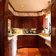 Traditional Dark Wood-Cherry Kitchen