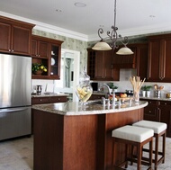 Traditional Dark Wood-Cherry Kitchen