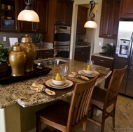 Traditional Dark Wood-Cherry Kitchen