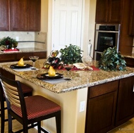 Traditional Dark Wood-Cherry Kitchen