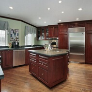 Traditional Dark Wood-Cherry Kitchen