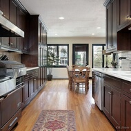 Traditional Dark Wood-Cherry Kitchen