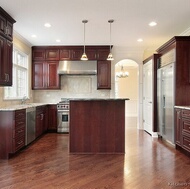 Traditional Dark Wood-Cherry Kitchen