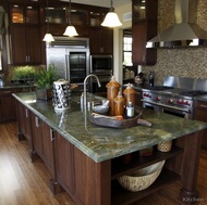 Traditional Dark Wood-Cherry Kitchen