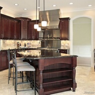 Traditional Dark Wood-Cherry Kitchen