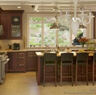 Traditional Dark Wood-Cherry Kitchen