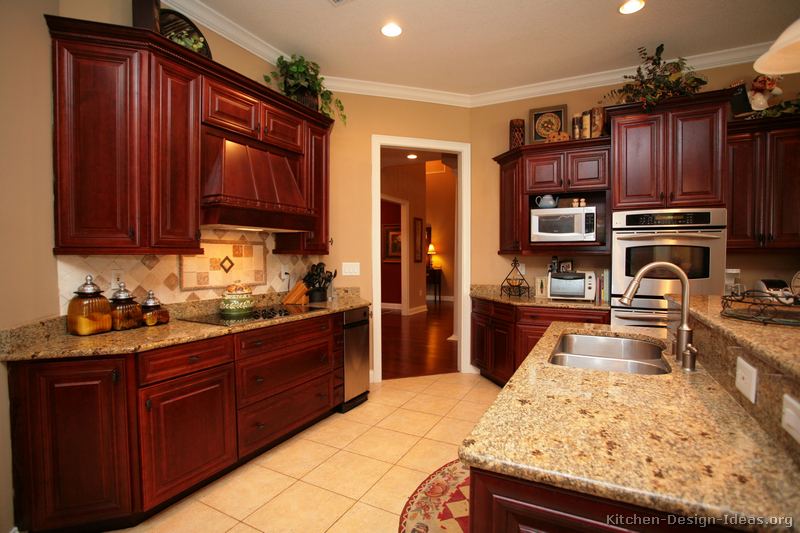 pictures of kitchens - traditional - dark wood, cherry-color