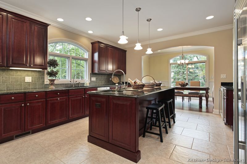 Pictures of Kitchens - Traditional - Dark Wood, Cherry-Color (Kitchen #49)