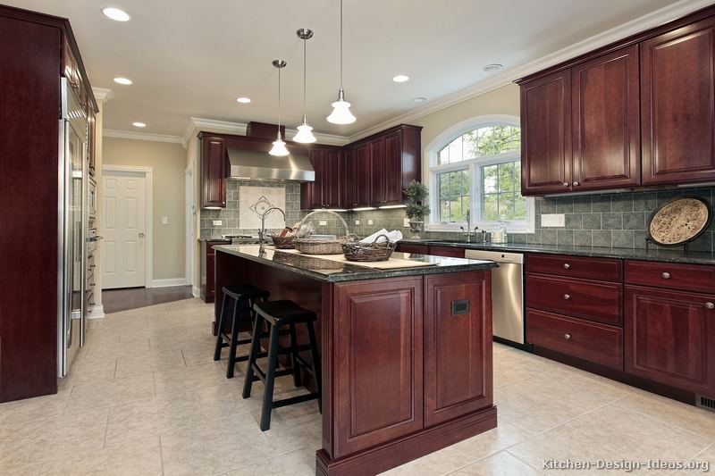 Pictures of Kitchens - Traditional - Dark Wood, Cherry-Color (Kitchen #49)