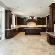 Traditional Dark Wood-Cherry Kitchen