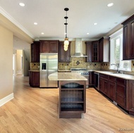 Traditional Dark Wood-Cherry Kitchen