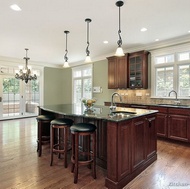 Traditional Dark Wood-Cherry Kitchen