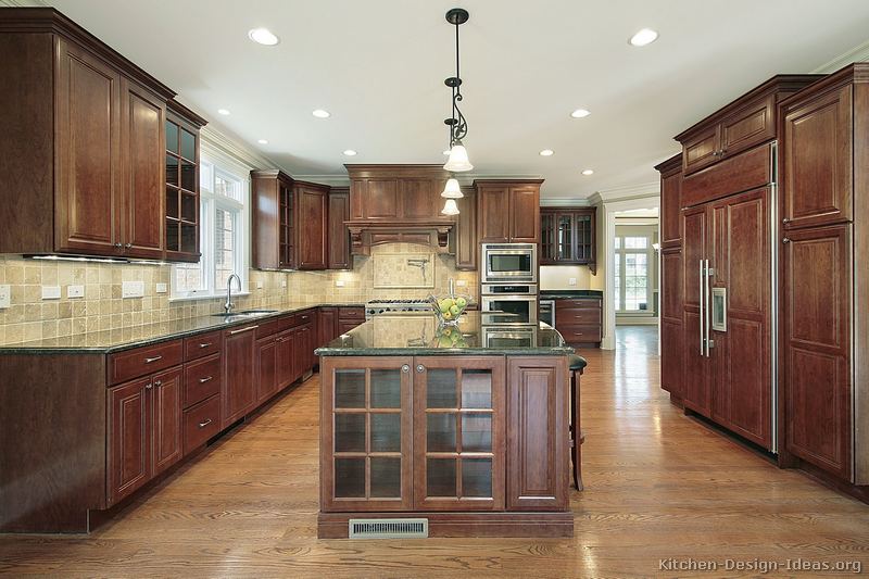 Dark Wood Kitchens with Colorful Accessorizes
