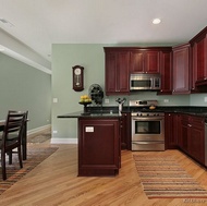 Traditional Dark Wood-Cherry Kitchen