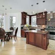 Traditional Dark Wood-Cherry Kitchen