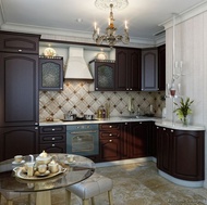 Traditional Dark Wood-Cherry Kitchen