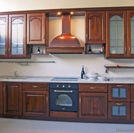 Traditional Dark Wood-Cherry Kitchen