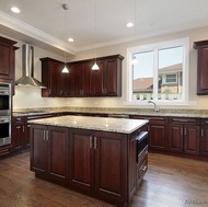 Traditional Dark Wood-Cherry Kitchen