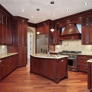 Traditional Dark Wood-Cherry Kitchen